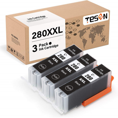 TESEN Compatible Ink Cartridge Replacement for Canon 280XXL PGI-280XXL PGI 280 XXL Black Ink Cartridge 3 Pack
